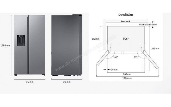 SAMSUNG RS65DG54R3B1 - Dimensions