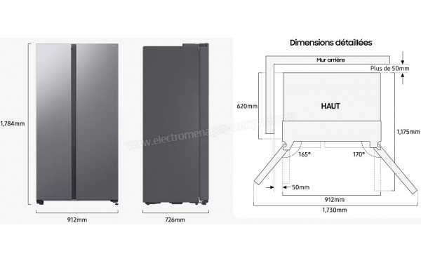 SAMSUNG RS70F64KDT - Dimensions