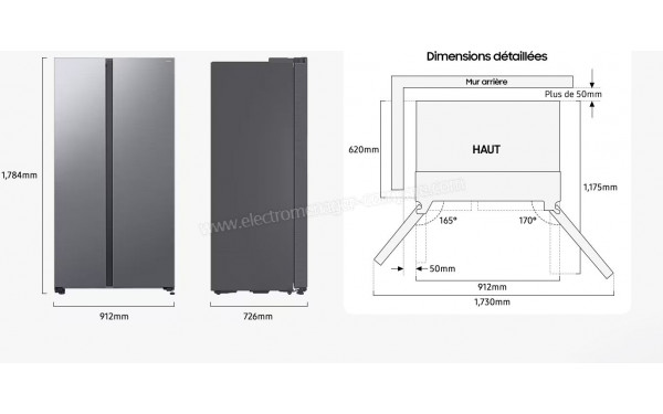 SAMSUNG RS70F64KET - Dimensions