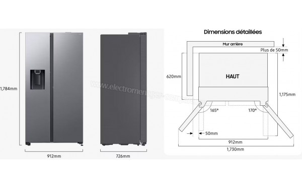 SAMSUNG RS80F64KET - Dimensions