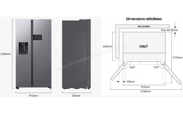 SAMSUNG RS90F64EDF - Dimensions