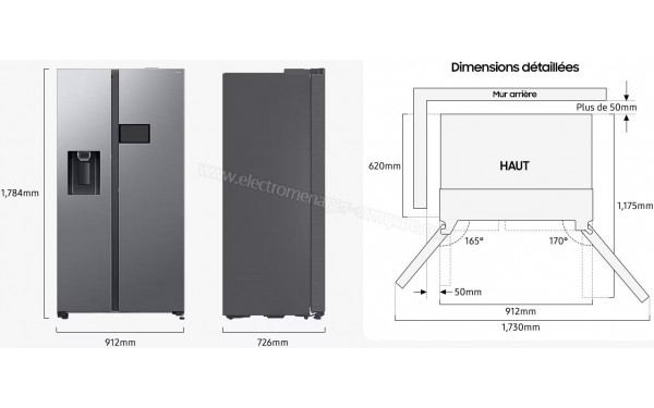 SAMSUNG RS90F64EET - Dimensions