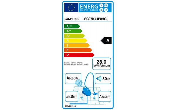 SAMSUNG VC07K41F0HG/EF - &Eacute;tiquette &eacute;nergie
