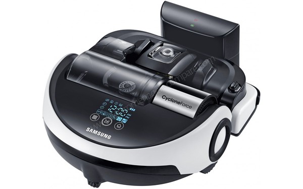 SAMSUNG SR20H9051U - Vue 3/4 droite avec base de chargement (cr&eacute;dit : Boulanger)