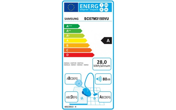 SAMSUNG VC07M3150VU/ET - &Eacute;tiquette &eacute;nergie