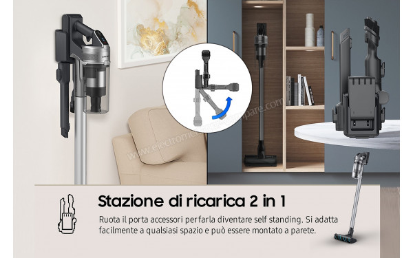 SAMSUNG VS20B75ACR5/WA - Vue sur la station murale de chargement