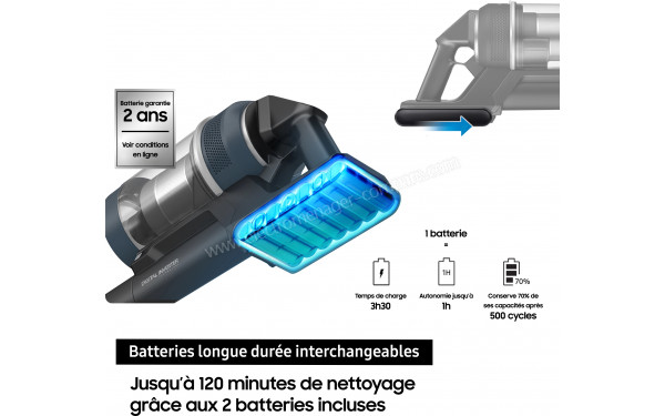 SAMSUNG VS20B95B43N - Autonomie jusqu'&agrave; 120 minutes