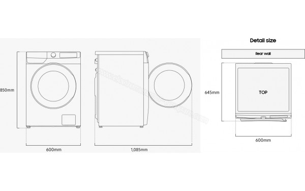SAMSUNG WD10HG6U94BE - Dimensions