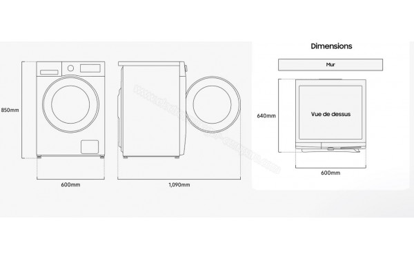 SAMSUNG WD11DG5B15BE - Dimensions