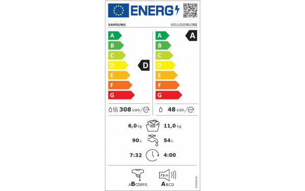 SAMSUNG WD11DG5B15BE - &Eacute;tiquette &eacute;nergie v2