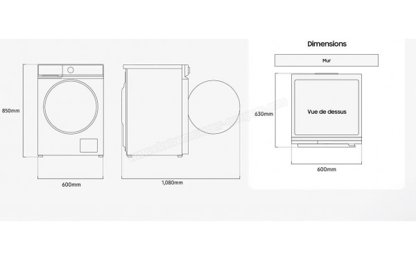 SAMSUNG WD11DG6B85BK - Dimensions