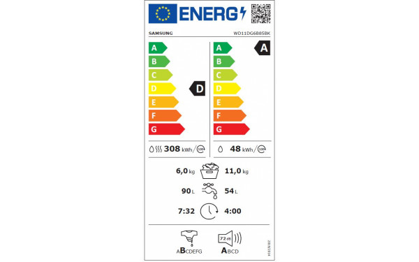 SAMSUNG WD11DG6B85BK - &Eacute;tiquette &eacute;nergie v2