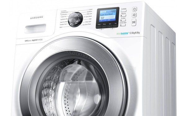 SAMSUNG WD12F9C9U4W - Vue 3/4 droite du panneau de commandes