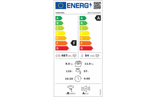 SAMSUNG WD12T504DWW - &Eacute;tiquette &eacute;nergie v2