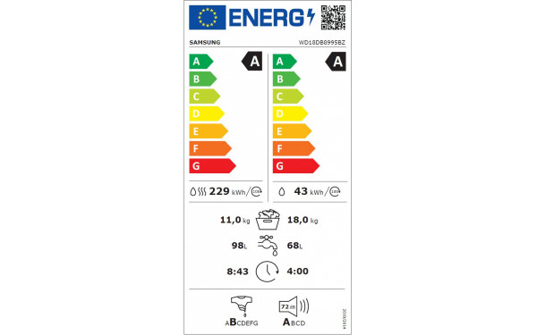 SAMSUNG WD18DB8995BZ - &Eacute;tiquette &eacute;nergie v2