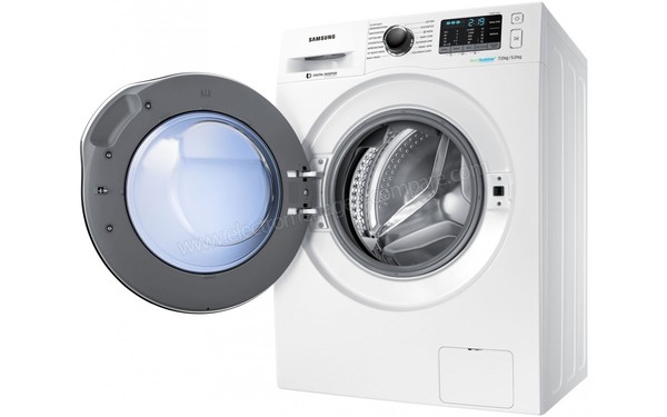 SAMSUNG WD70J5410AW - Vue 3/4 droite hublot ouvert