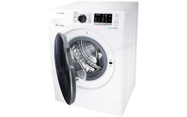 SAMSUNG WD70K5410OW - Vue 3/4 droite hublot ouvert (cr&eacute;dit : Boulanger)