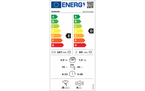 SAMSUNG WD70T554DBE - &Eacute;tiquette &eacute;nergie v2