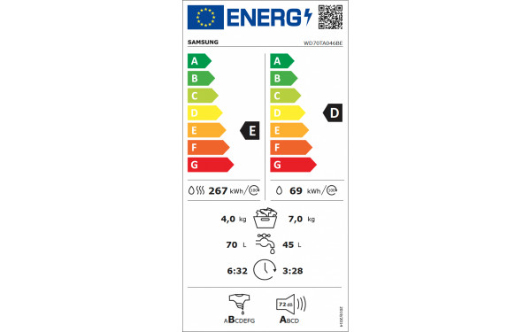 SAMSUNG WD70TA046BE - &Eacute;tiquette &eacute;nergie v2