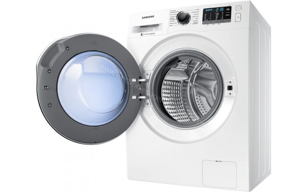 SAMSUNG WD80J5B30AW - Vue 3/4 droite avec hublot ouvert