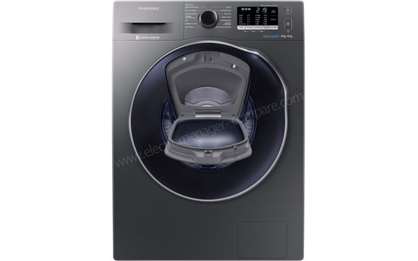 SAMSUNG WD80K5410OX - Vue de face avec Add Wash ouvert (cr&eacute;dit : Boulanger)