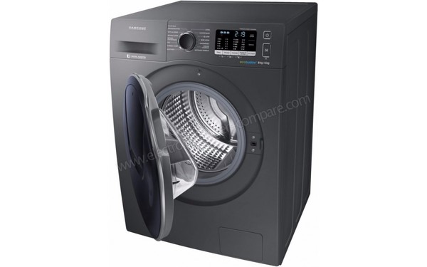 SAMSUNG WD80K5410OX - Vue 3/4 droite hublot ouvert (cr&eacute;dit : Boulanger)