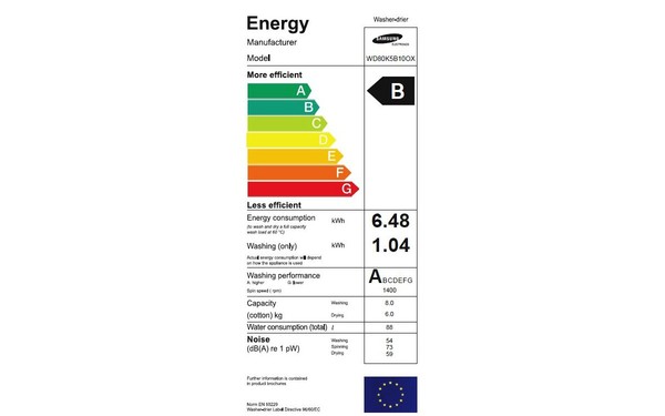 SAMSUNG WD80K5B10OX - &Eacute;tiquette &eacute;nergie