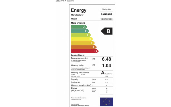 SAMSUNG WD80T634DBH - &Eacute;tiquette &eacute;nergie