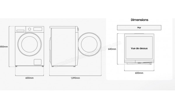 SAMSUNG WD90DG5B15BE - Dimensions
