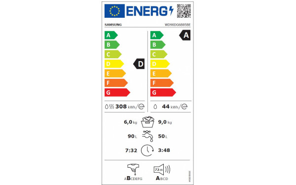SAMSUNG WD90DG6B85BE - &Eacute;tiquette &eacute;nergie v2