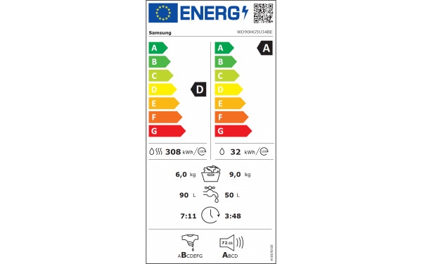 SAMSUNG WD90HG5U34BE - &Eacute;tiquette &eacute;nergie v2