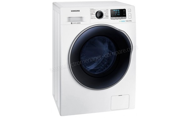 SAMSUNG WD90J6A10AW - Vue 3/4 gauche (cr&eacute;dit : Boulanger)