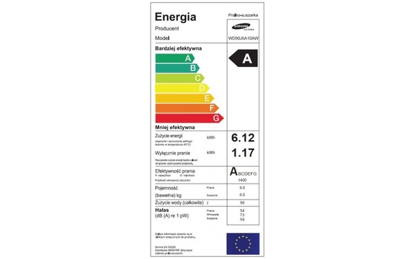 SAMSUNG WD90J6A10AW - &Eacute;tiquette &eacute;nergie