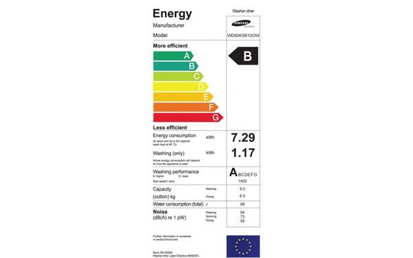SAMSUNG WD90K5B10OW - &Eacute;tiquette &eacute;nergie