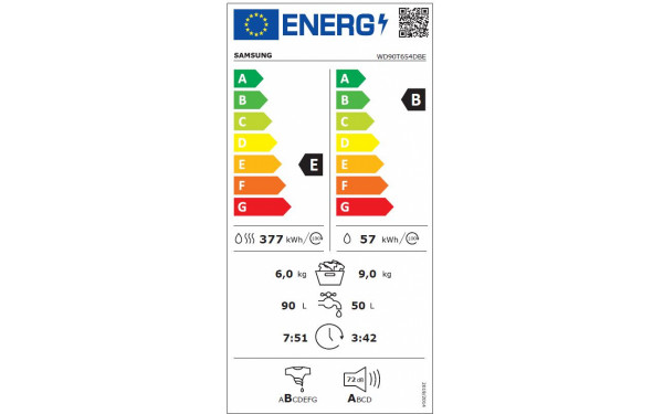 SAMSUNG WD90T654DBE - &Eacute;tiquette &eacute;nergie v2