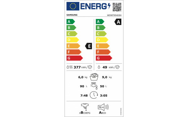 SAMSUNG WD90T954DSH - &Eacute;tiquette &eacute;nergie v2