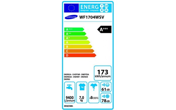 SAMSUNG WF1704WSV - &Eacute;tiquette &eacute;nergie
