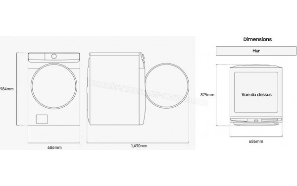SAMSUNG WF20DG8650BV - Dimensions