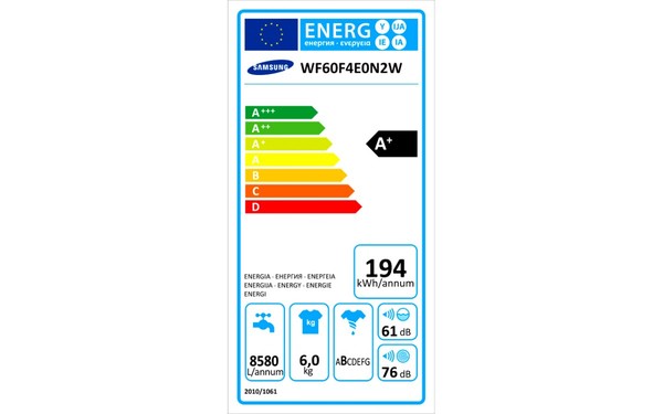 SAMSUNG WF60F4E0N2W - &Eacute;tiquette &eacute;nergie