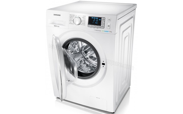 SAMSUNG WF80F5E5W4W/LE - Vue 3/4 droite hublot ouvert