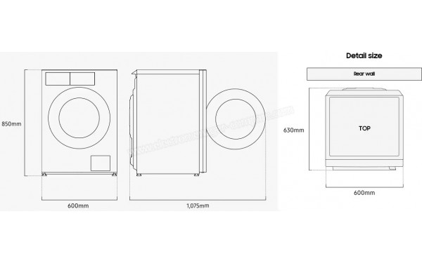 SAMSUNG WF90H09C4S - Dimensions