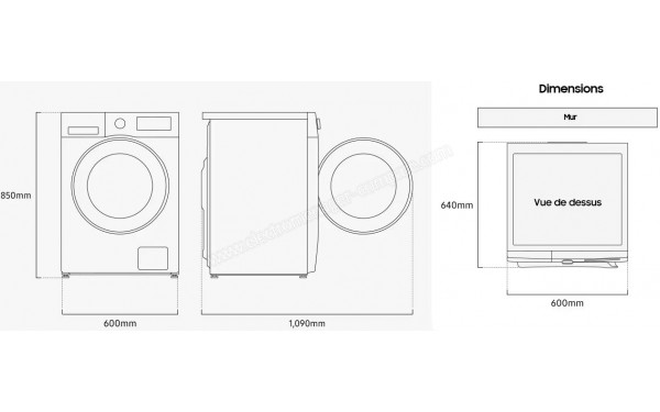 SAMSUNG WW10FG5U34AE - Dimensions