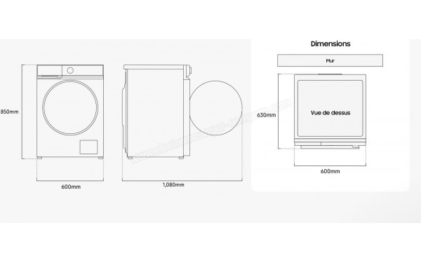 SAMSUNG WW10FG6U34LK - Dimensions