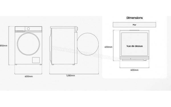 SAMSUNG WW10FG6U94LB - Dimensions