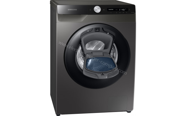 SAMSUNG WW10T554DAX - Vue 3/4 gauche avec trappe Add Wash ouverte