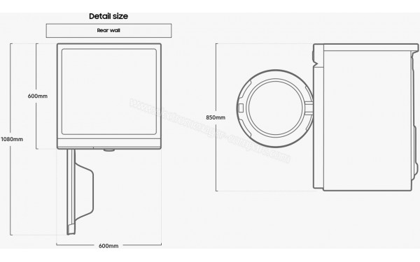 SAMSUNG WW11BB534DAW - Dimensions