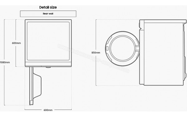 SAMSUNG WW11BB945DGM - Dimensions