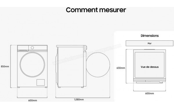 SAMSUNG WW11DB8B95GB - Dimensions