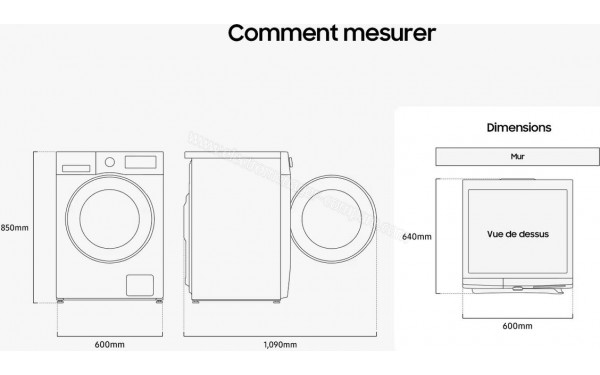 SAMSUNG WW11DG5B25AH - Dimensions