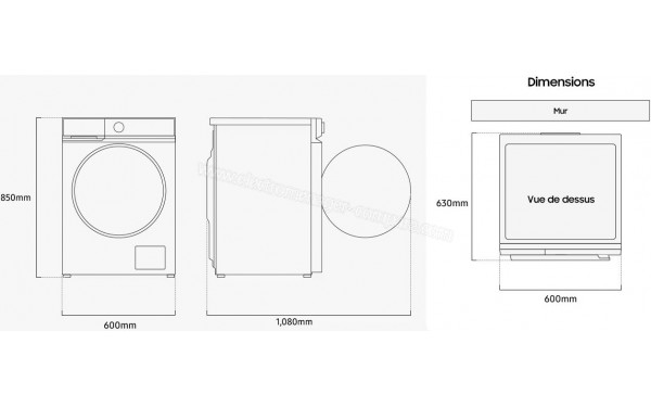 SAMSUNG WW11DG6B25HH - Dimensions
